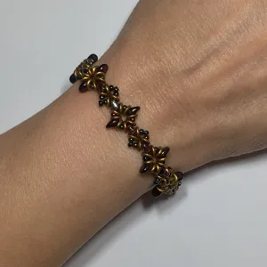 Oh, My Stars Bracelet Dark Amethyst / Gold Brass PDF Tutorial/Instructions
