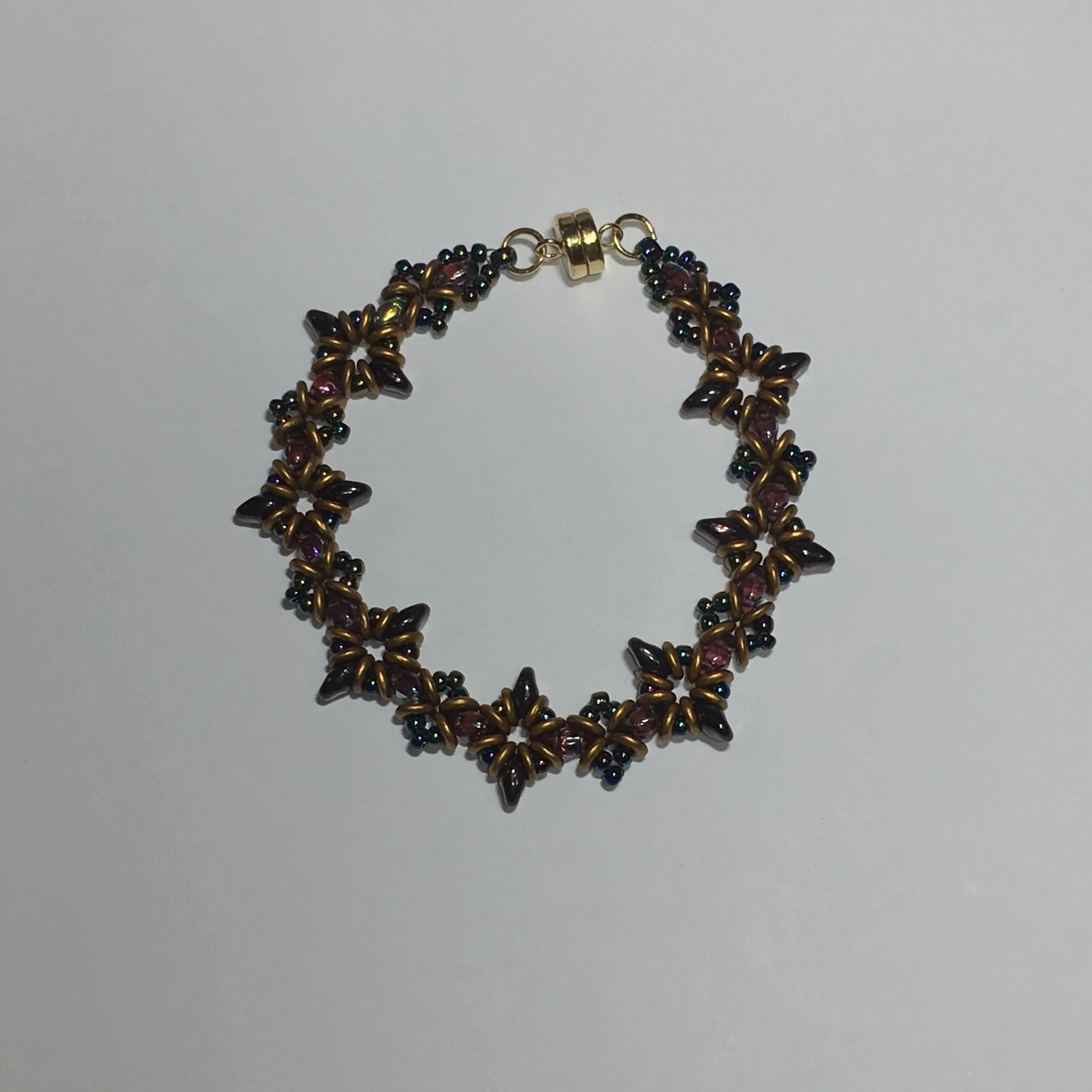 Oh, My Stars Bracelet Dark Amethyst / Gold Brass PDF Tutorial/Instructions