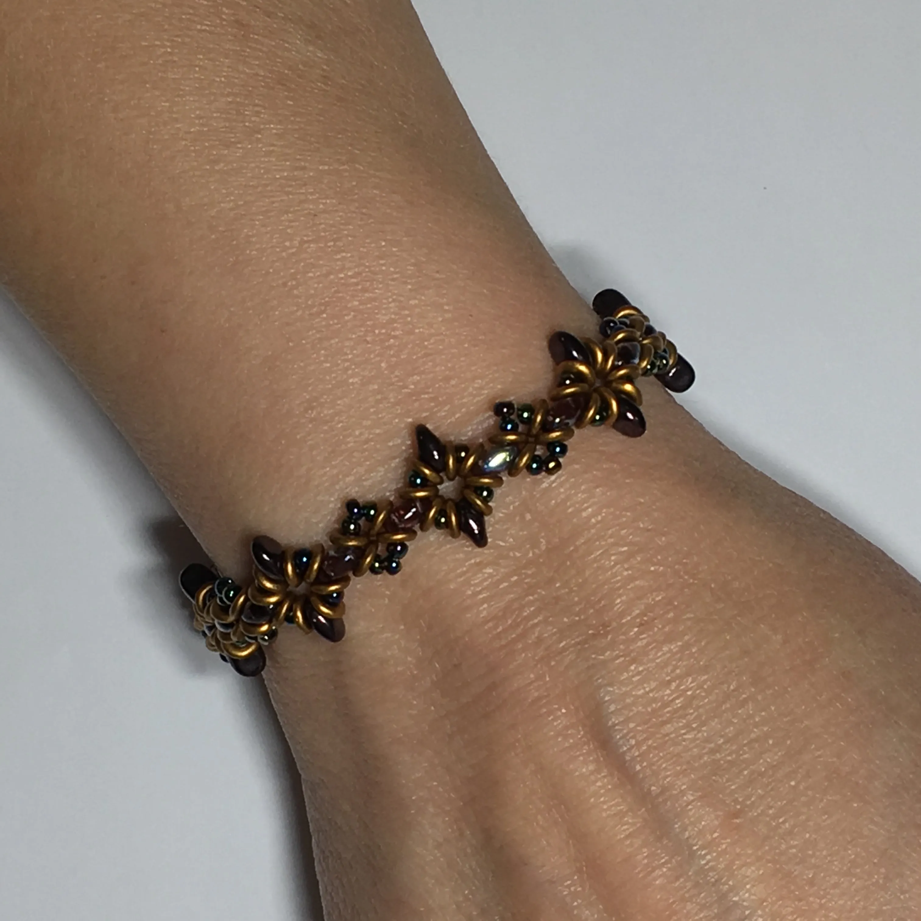 Oh, My Stars Bracelet Dark Amethyst / Gold Brass PDF Tutorial/Instructions