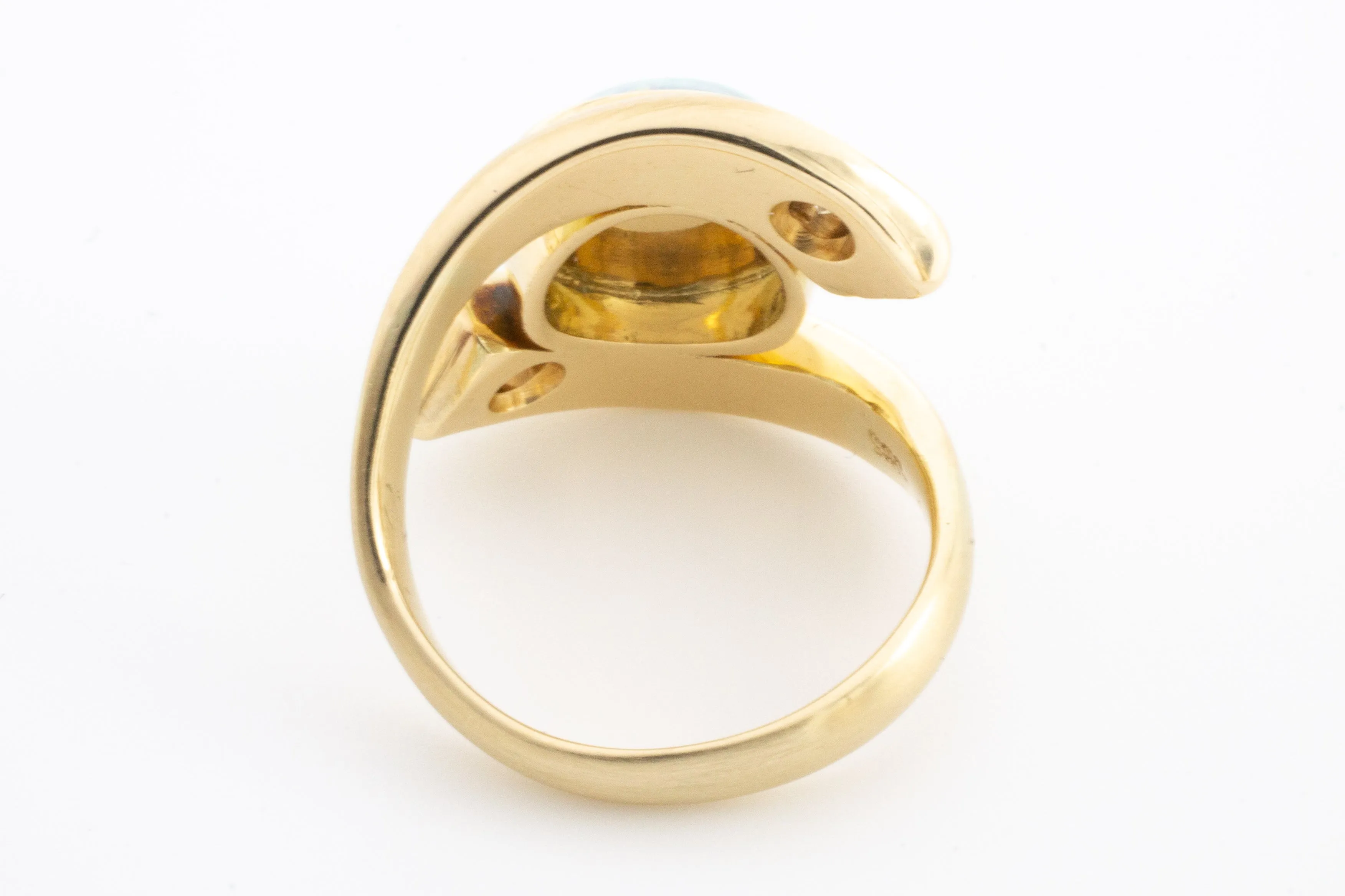 Opal and diamond ring in 14 carat matt gold
