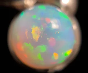 OPAL Pendant - Sterling Silver, 11mm Round Cabochon - Opal Necklace, Birthstone Necklace, Opal Jewelry, Welo Opal, 49039