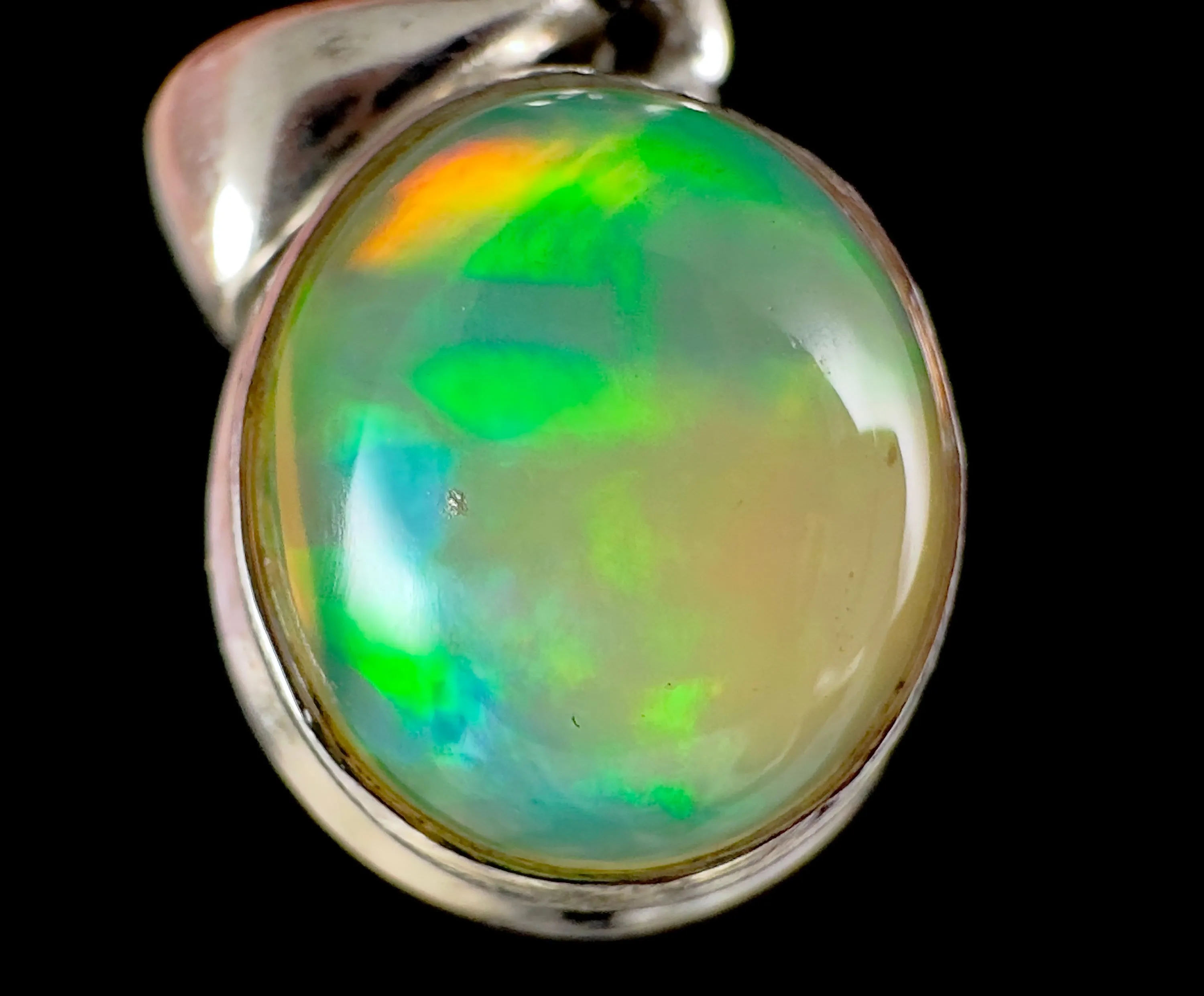 OPAL Pendant - Sterling Silver - Birthstone Jewelry, Opal Cabochon Necklace, Welo Opal, 54381