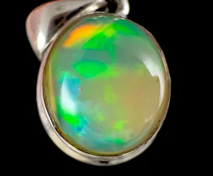 OPAL Pendant - Sterling Silver - Birthstone Jewelry, Opal Cabochon Necklace, Welo Opal, 54381