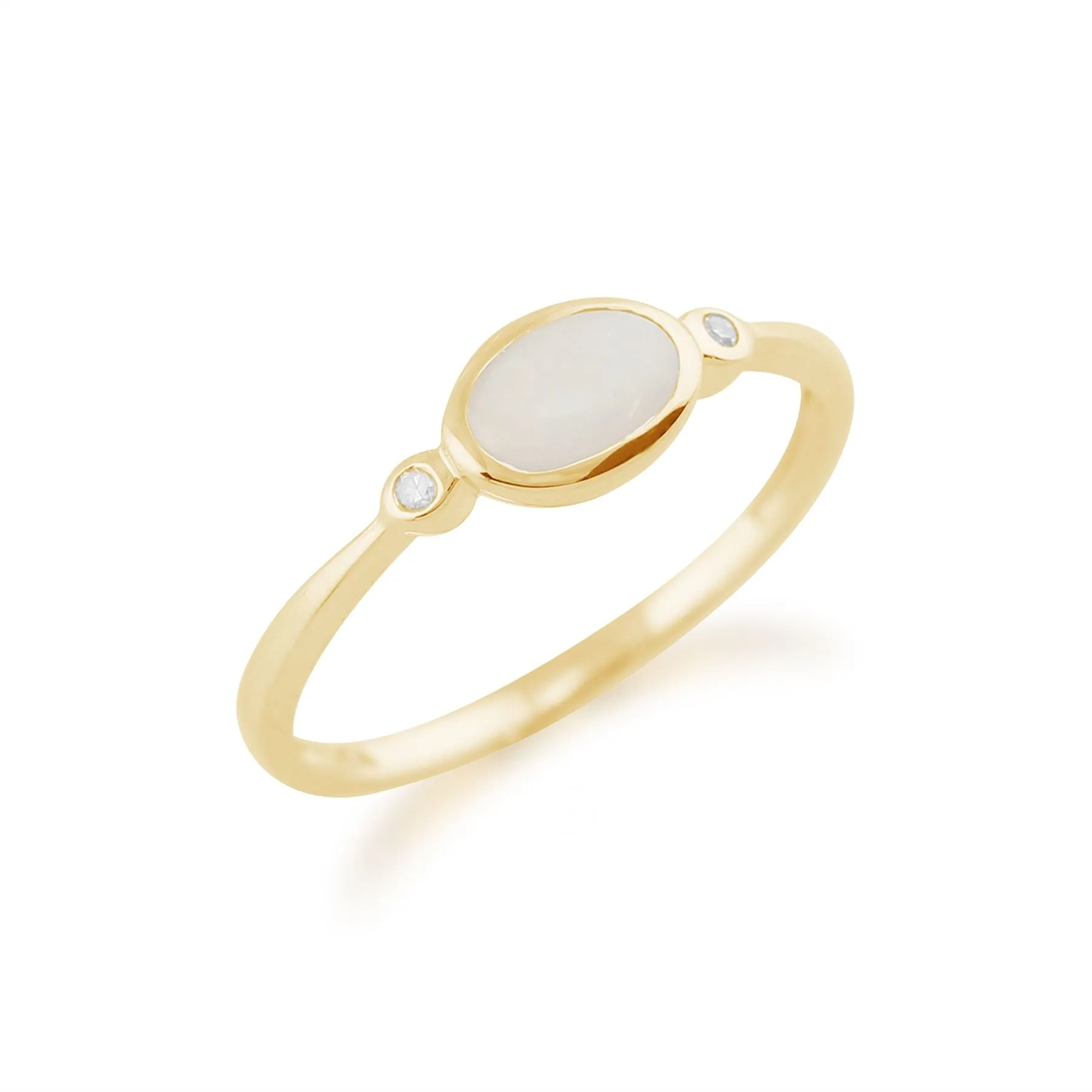 Opalring, 9ct Gelbgold 0.29ct Opal & Diamant Ring