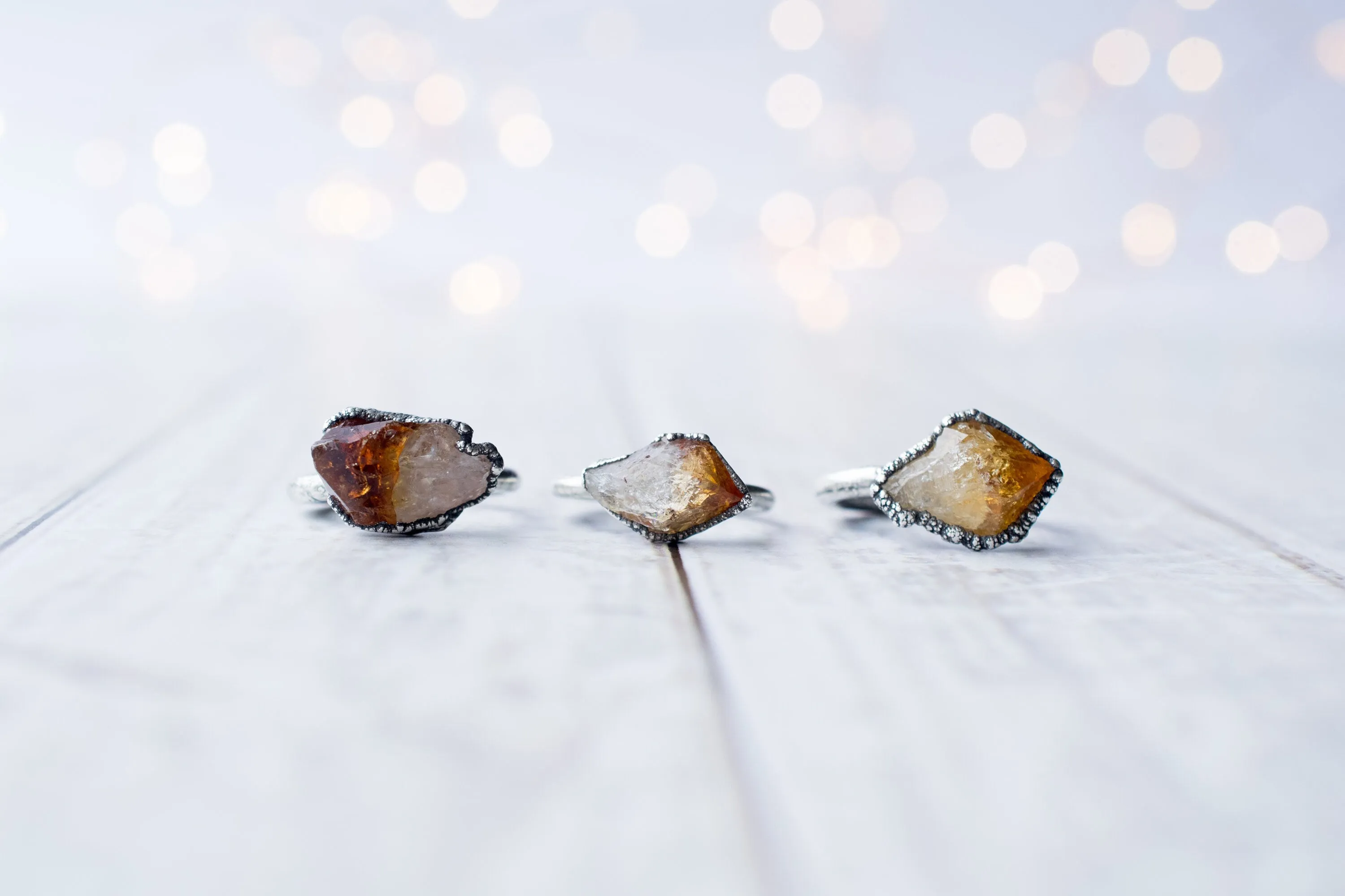 Oxidized Silver Citrine ring | Natural citrine ring