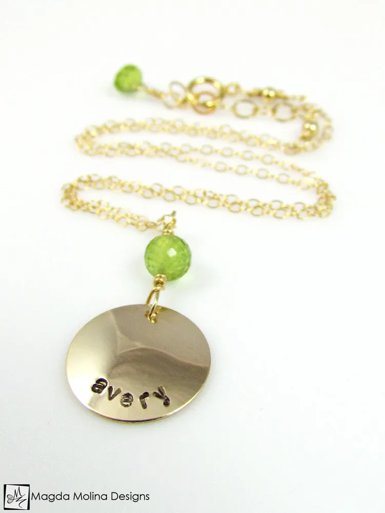 Personalized Mini Goddess (children) Peridot Necklace