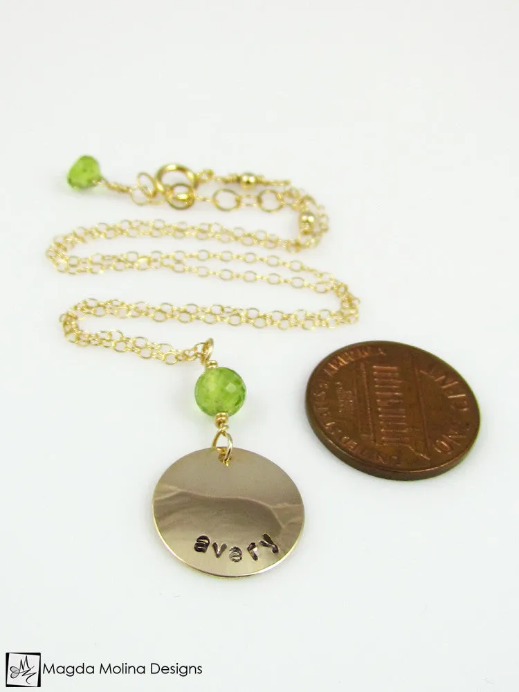 Personalized Mini Goddess (children) Peridot Necklace