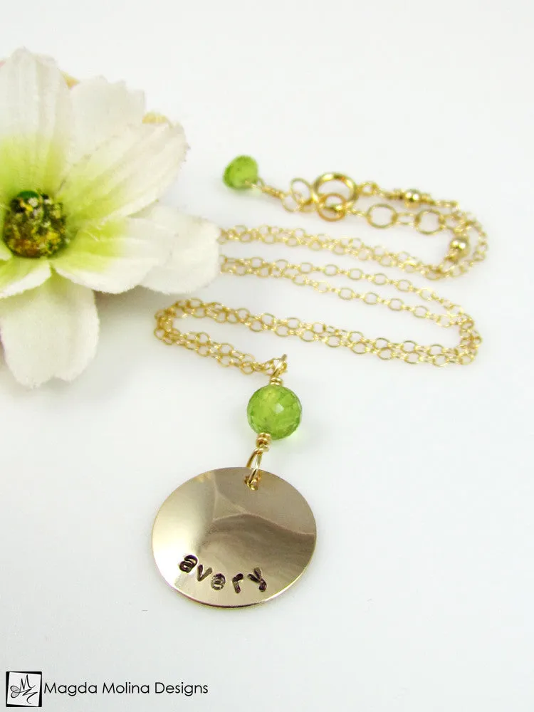 Personalized Mini Goddess (children) Peridot Necklace