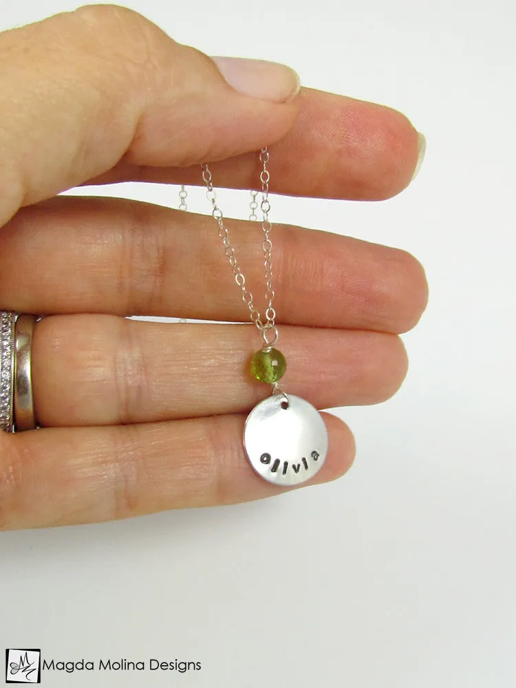 Personalized Mini Goddess (children) Peridot Necklace