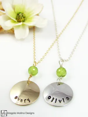 Personalized Mini Goddess (children) Peridot Necklace