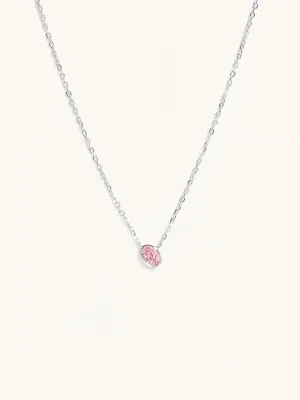 Pink Tourmaline Birthstone Sterling Silver Necklace