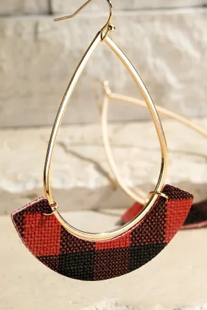 Plaid Teardrop Earrings