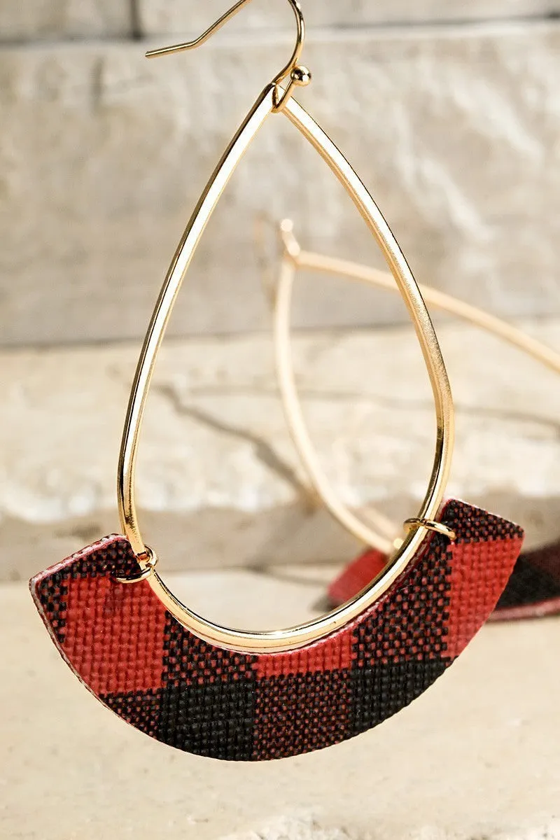 Plaid Teardrop Earrings