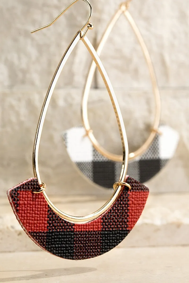 Plaid Teardrop Earrings