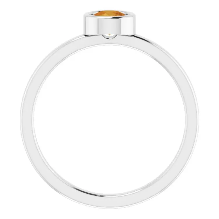 Platinum 4.5 mm Natural Citrine Ring