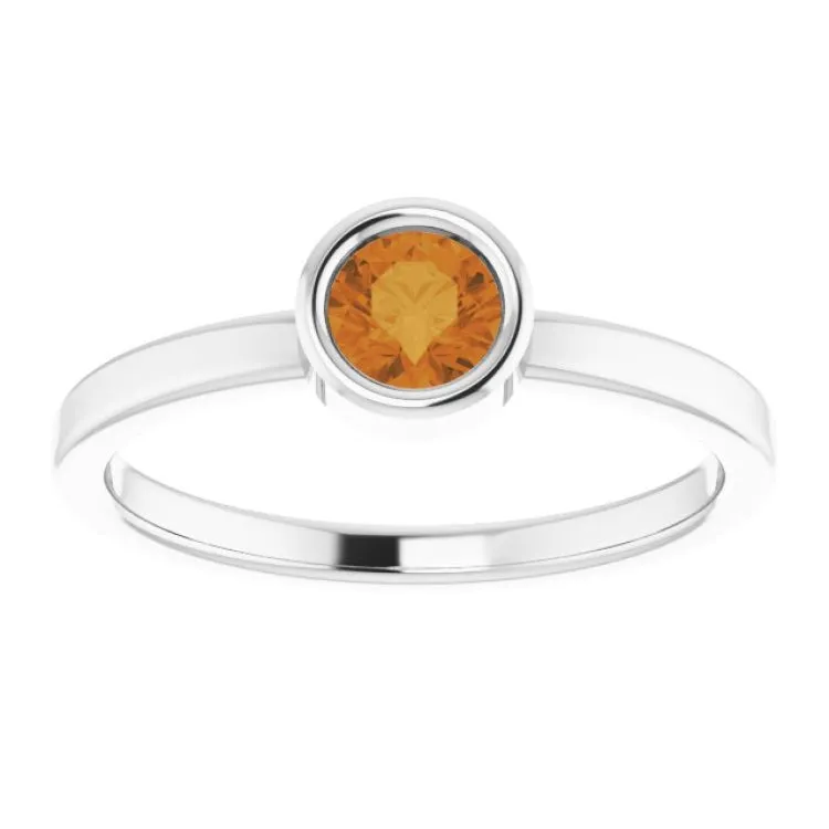 Platinum 4.5 mm Natural Citrine Ring