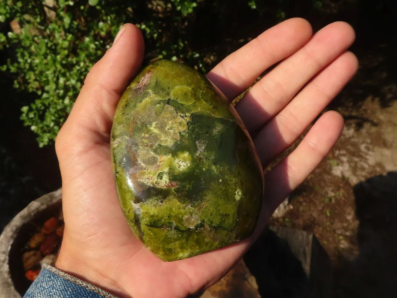 Polished Green Opal Standing Free Forms  x 4 From Madagascar