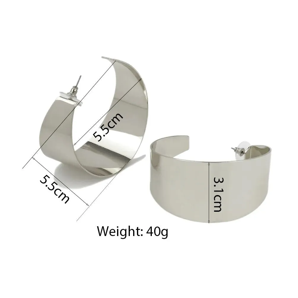 Pre Order:  Wide Hoop Metal Earrings