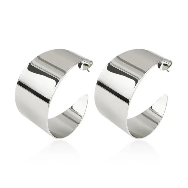 Pre Order:  Wide Hoop Metal Earrings