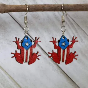 Puerto Rico Coquí Frog Wooden Dangle Earrings by Cate's Concepts, LLC