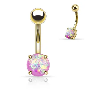 Purple Opal Glitter Belly Ring