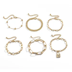 Retro Peach Heart Cross Chain Bracelet Female Creative Diamond-studded Butterfly Lock Bracelet Set