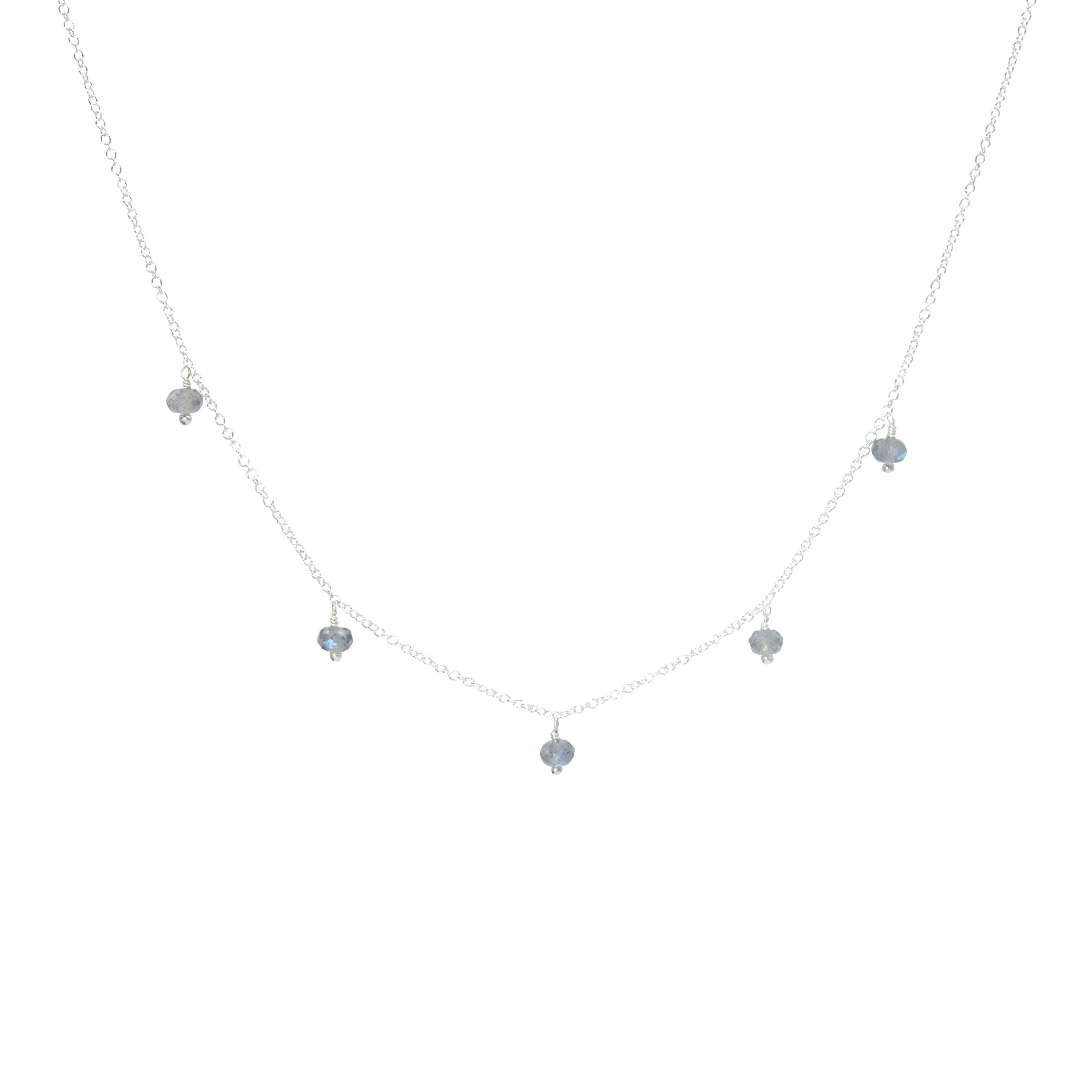 Rondelle Gemstone Multidrop Necklace