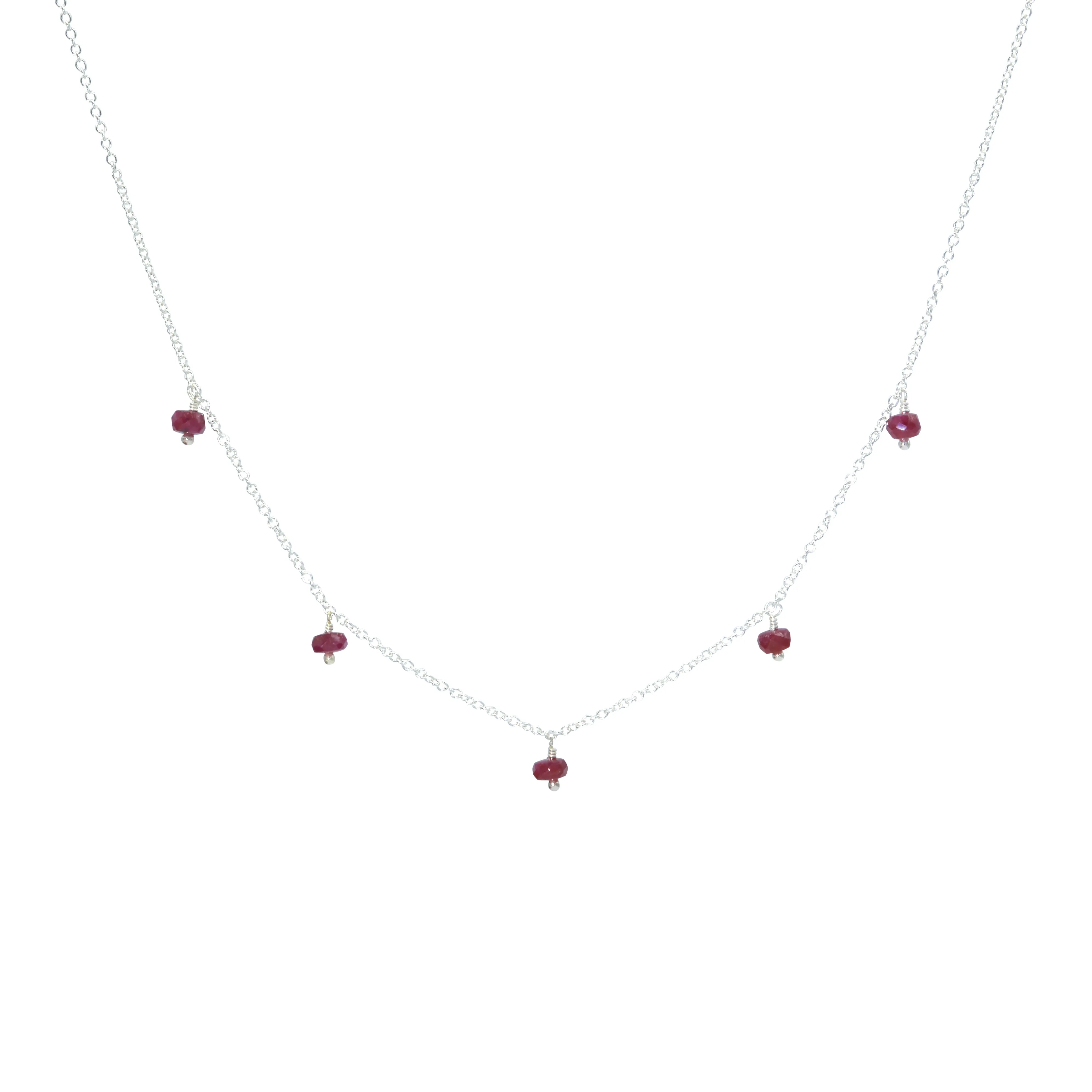 Rondelle Gemstone Multidrop Necklace