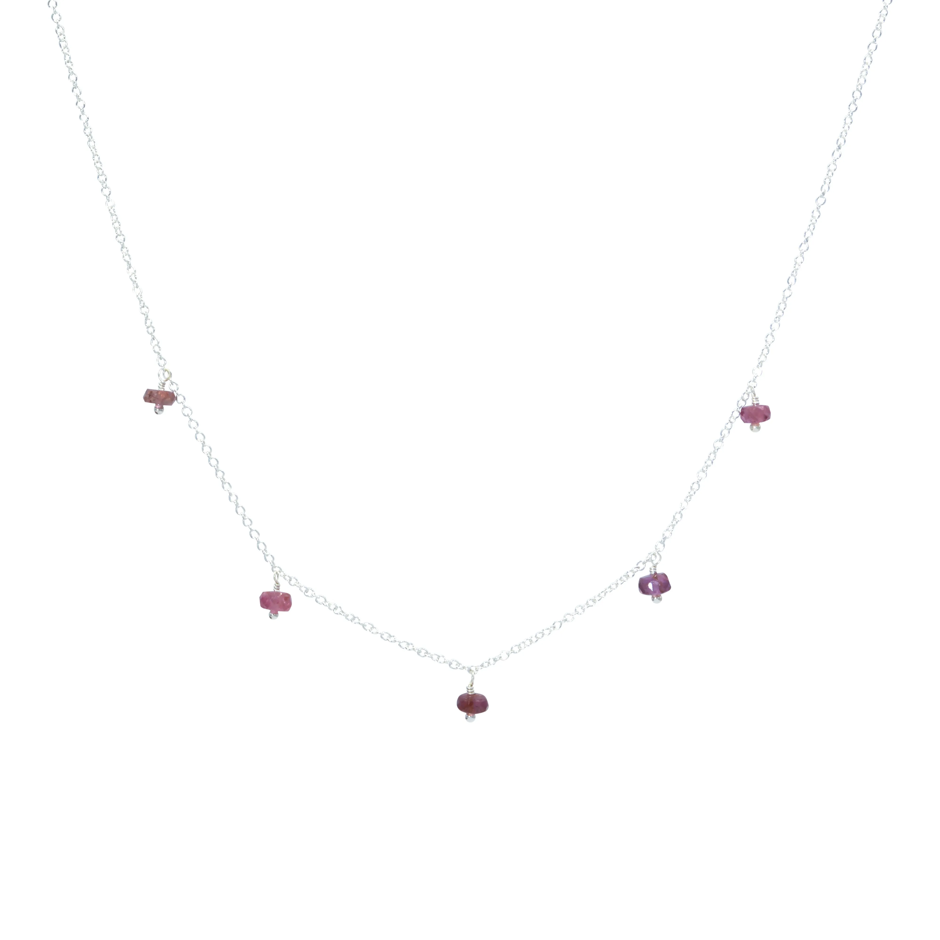 Rondelle Gemstone Multidrop Necklace