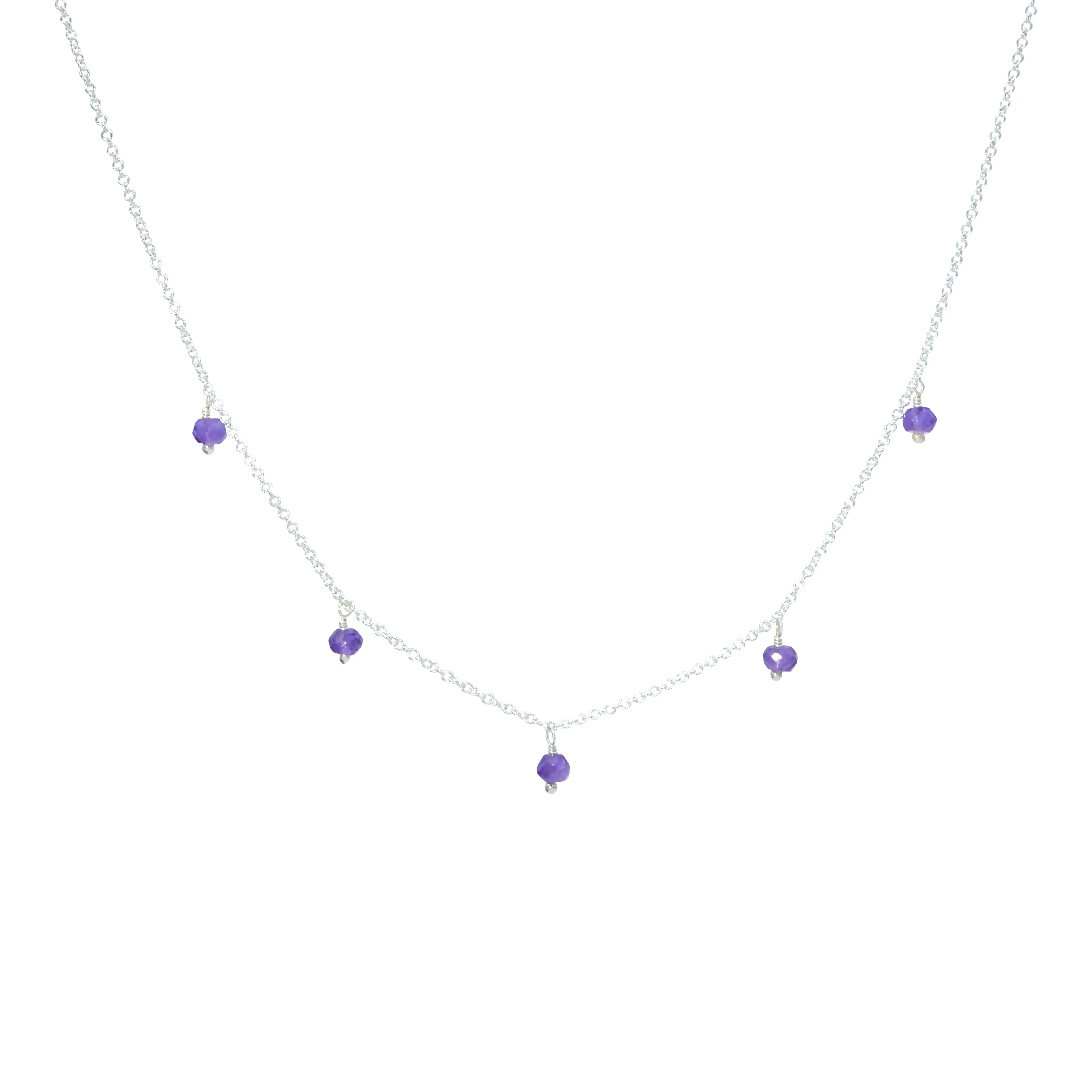 Rondelle Gemstone Multidrop Necklace