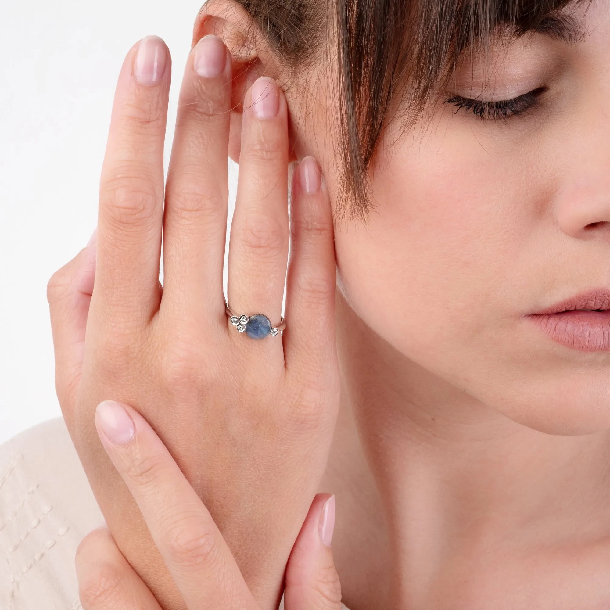 Round-cut Boulder opal tris ring set -2