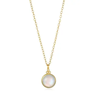 Round Moonstone Pendant with Triple Diamond Granulation Beads