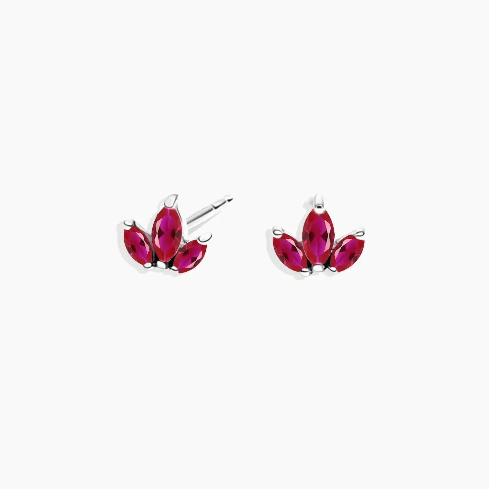 Ruby Tiny Stud Earrings in Sterling Silver