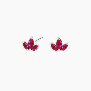 Ruby Tiny Stud Earrings in Sterling Silver