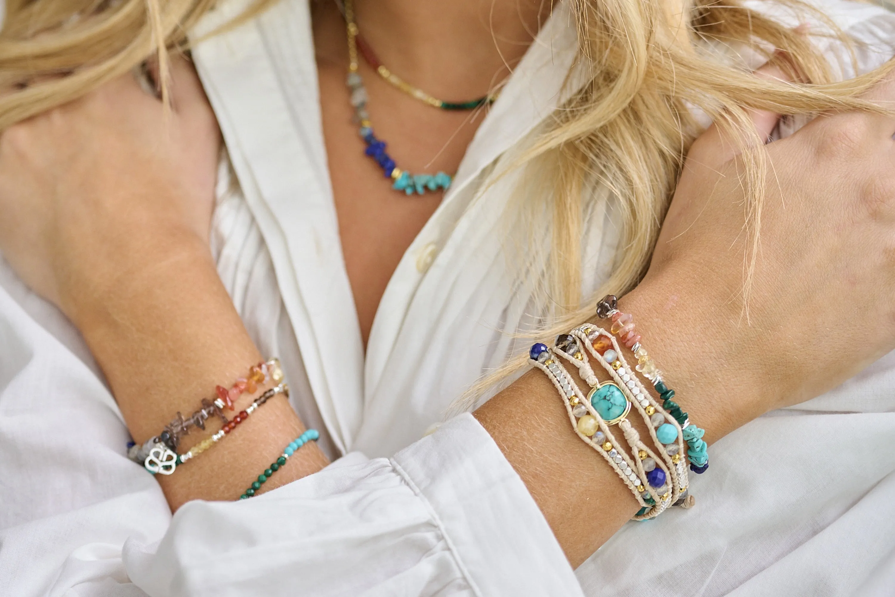 Sana Silver Chakra Multi Crystal Bracelet