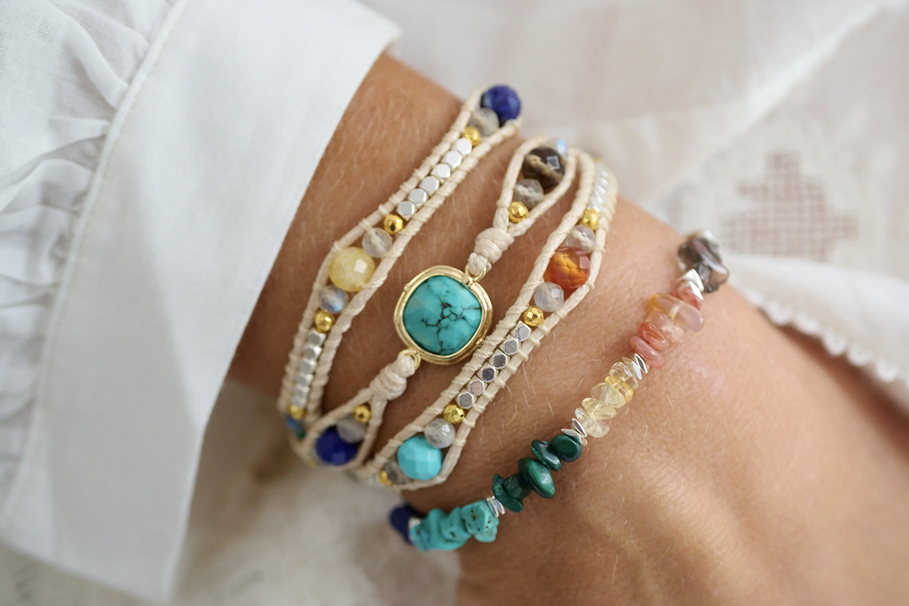 Sana Silver Chakra Multi Crystal Bracelet