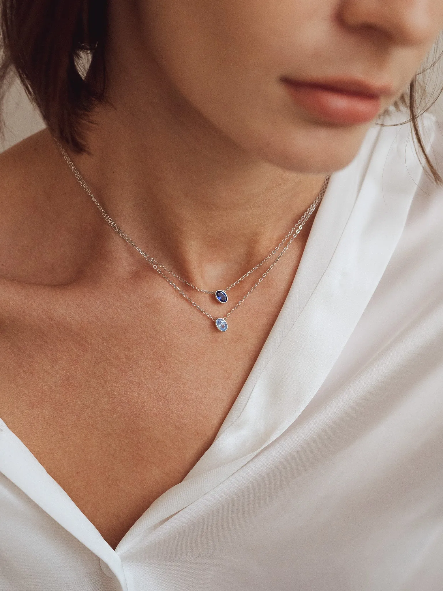 Sapphire Birthstone Sterling Silver Necklace