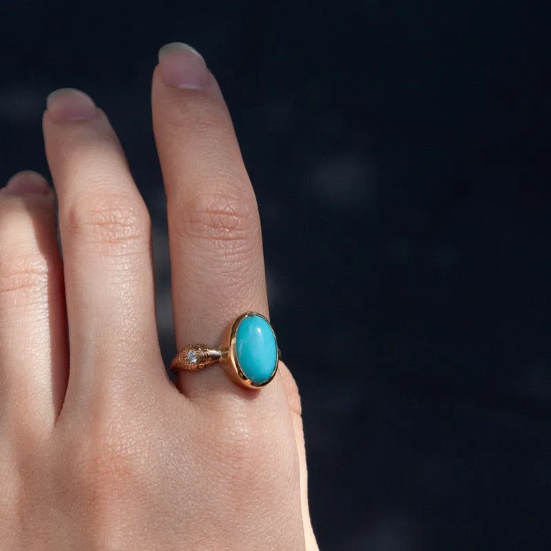Serpent Ring, Turquoise, 9kt Yellow Gold