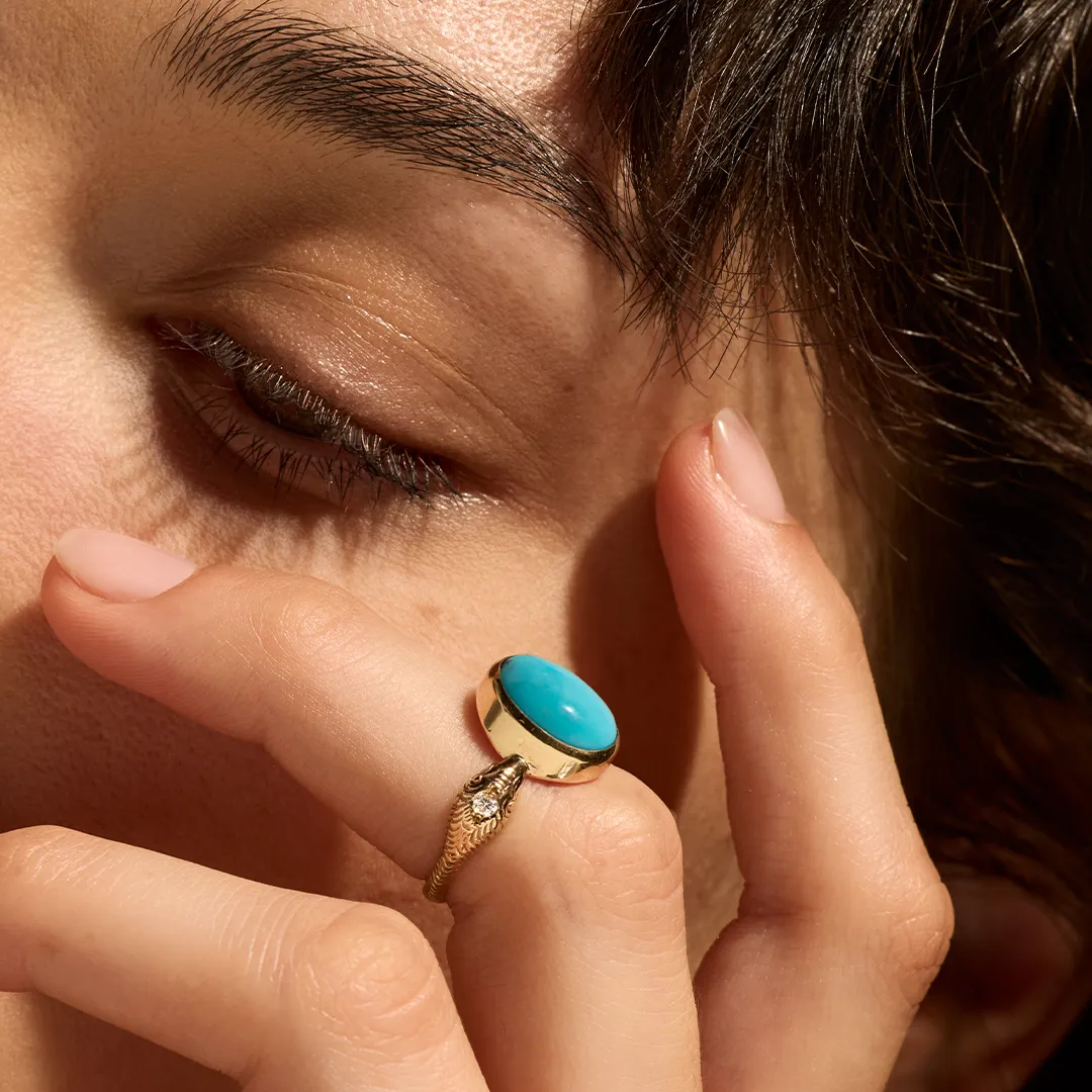Serpent Ring, Turquoise, 9kt Yellow Gold