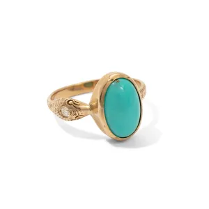 Serpent Ring, Turquoise, 9kt Yellow Gold