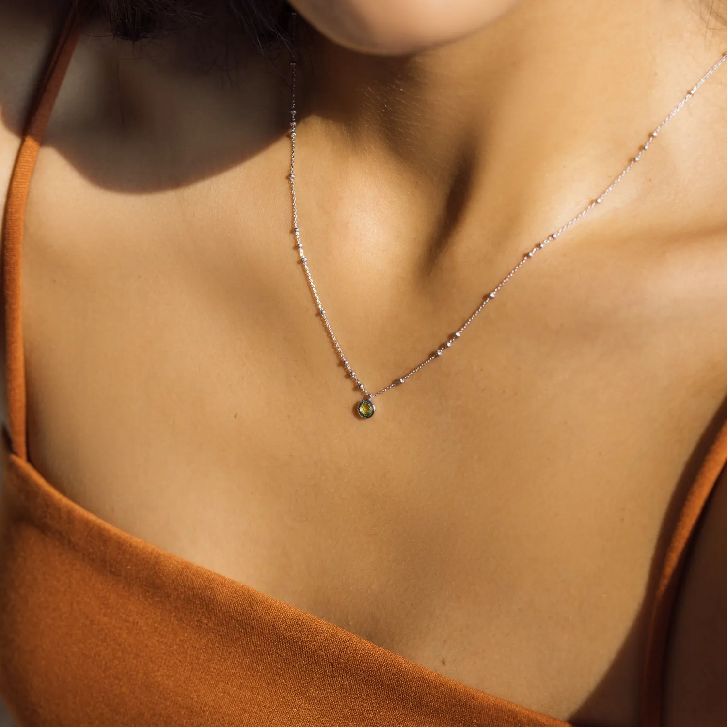 Silver Birthstone Necklace