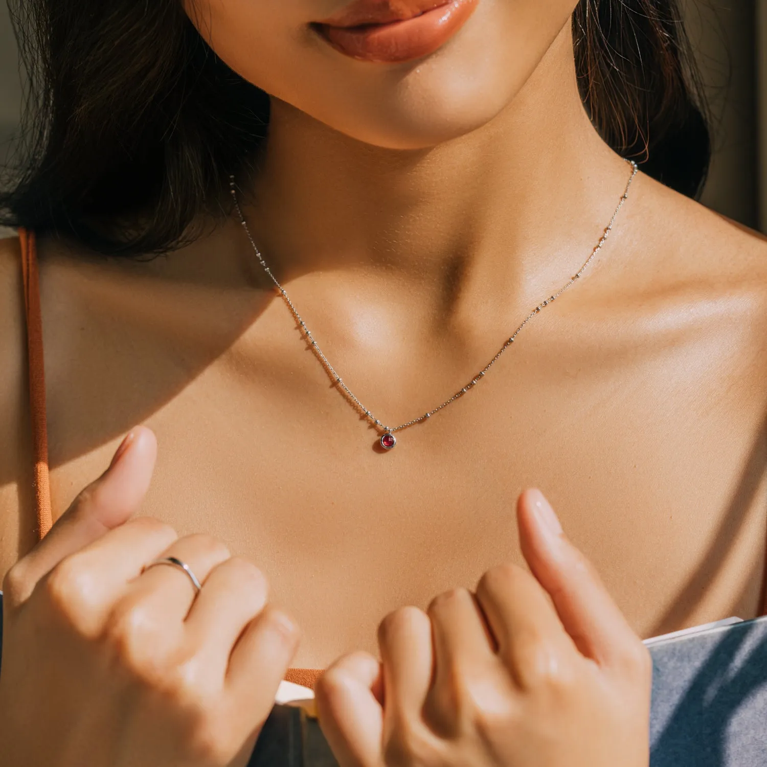 Silver Birthstone Necklace