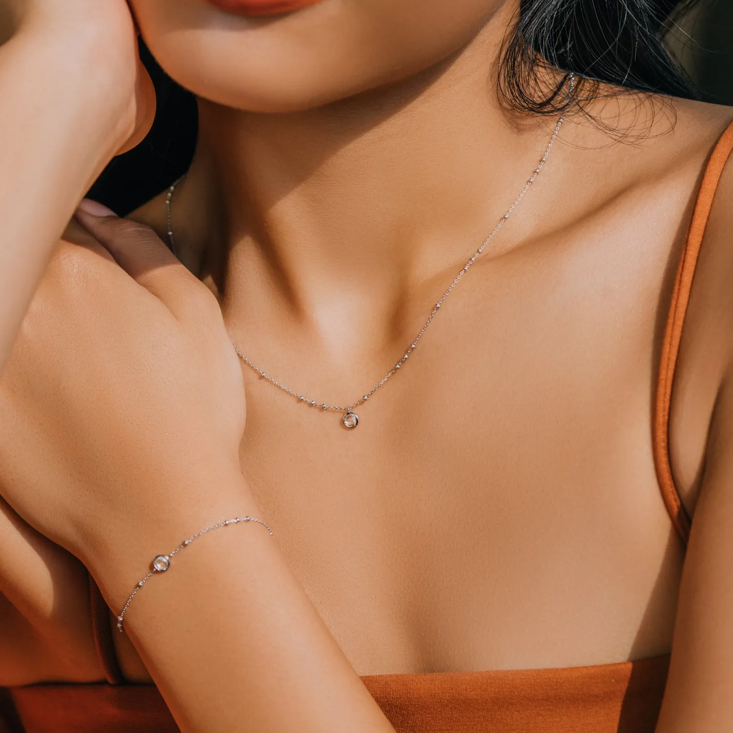 Silver Birthstone Necklace