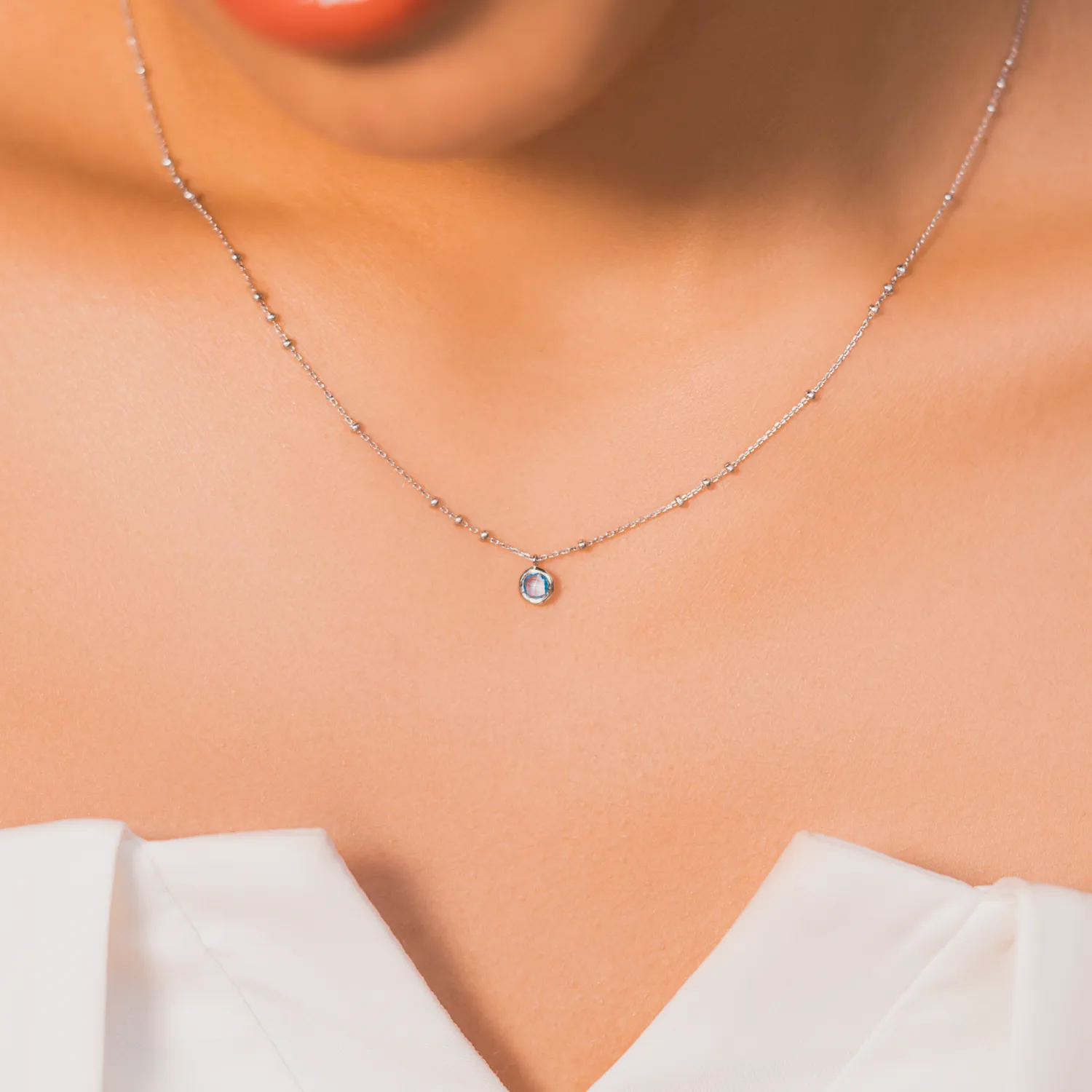 Silver Birthstone Necklace