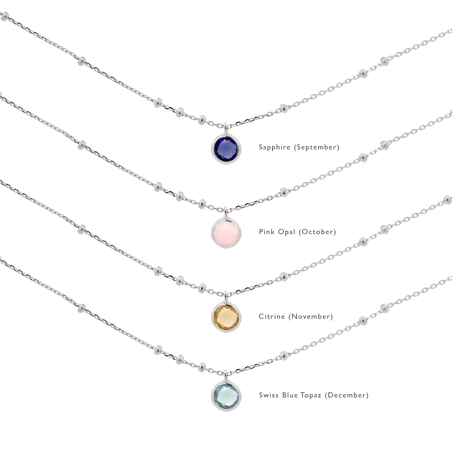 Silver Birthstone Necklace