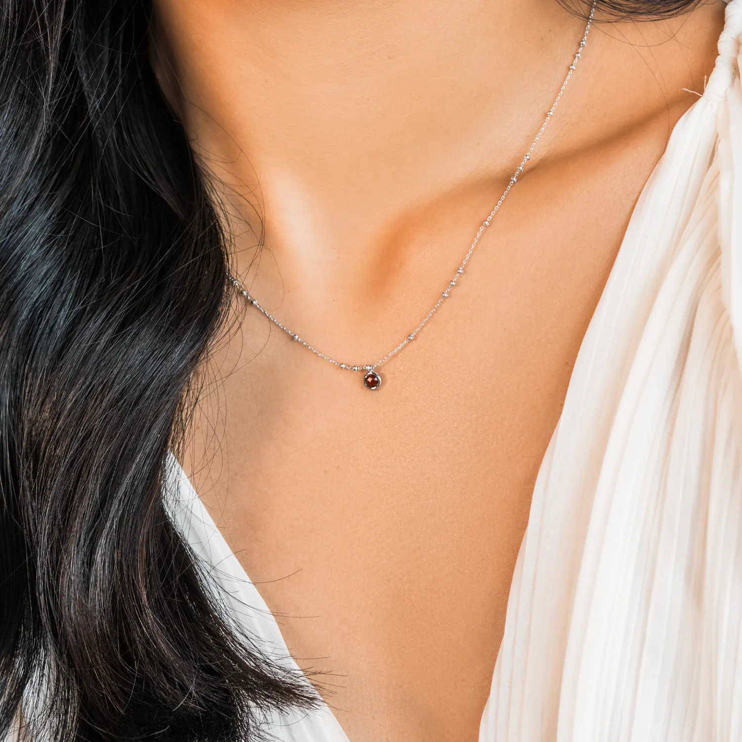 Silver Birthstone Necklace