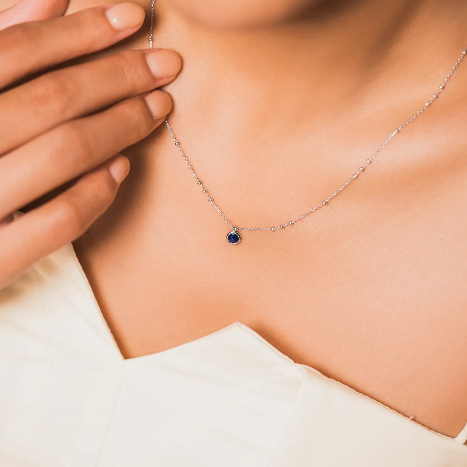 Silver Birthstone Necklace