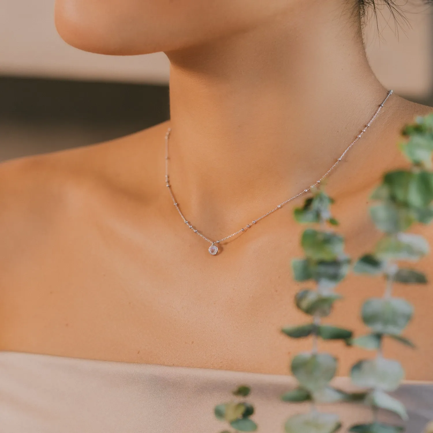 Silver Birthstone Necklace