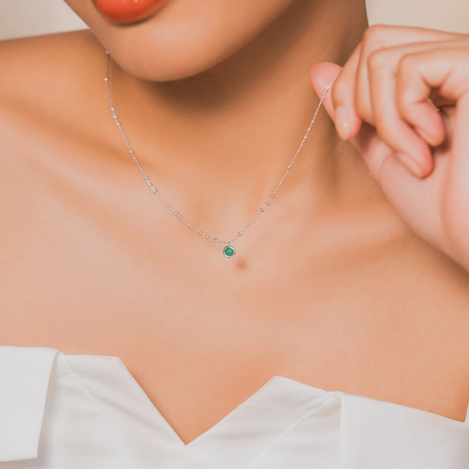 Silver Birthstone Necklace