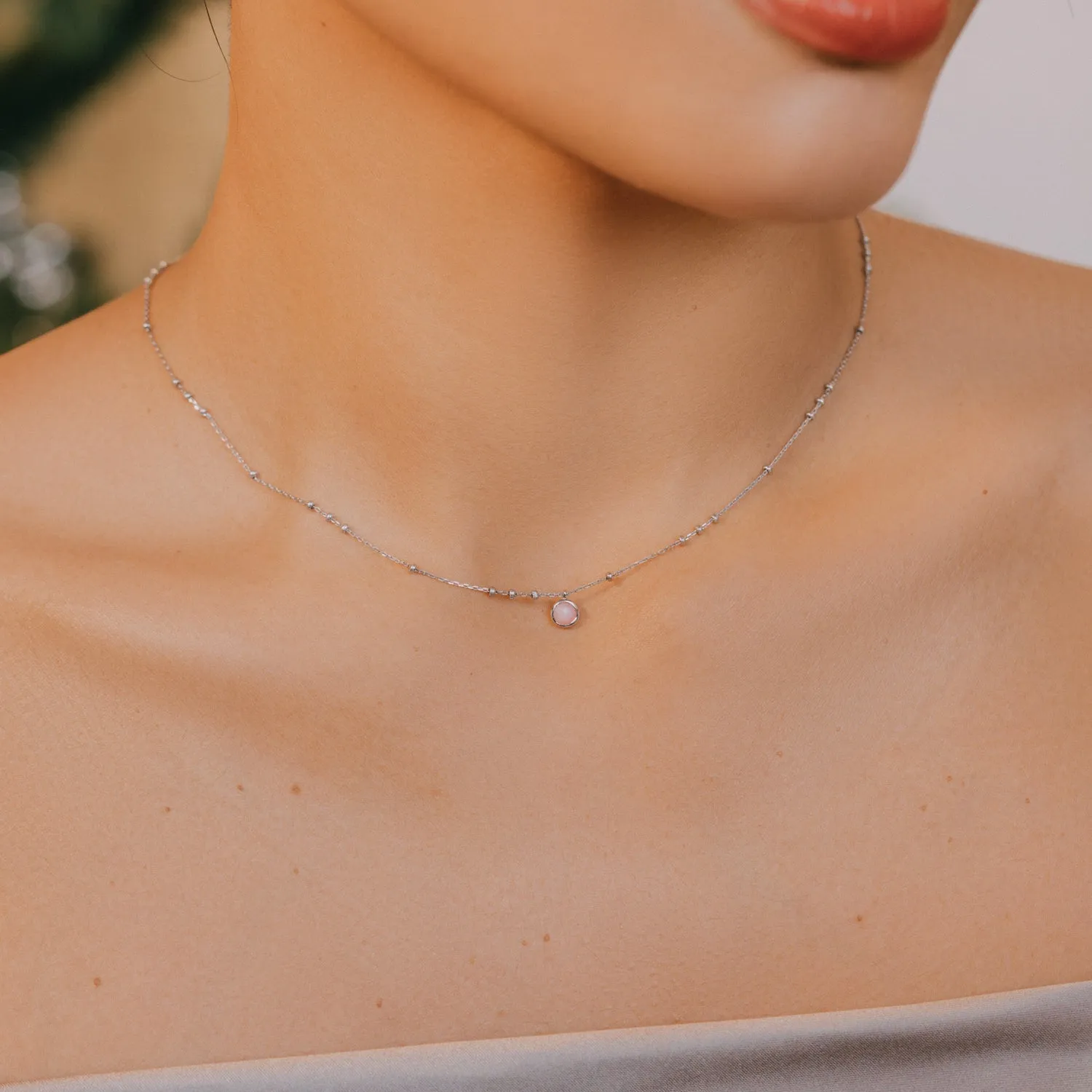 Silver Birthstone Necklace